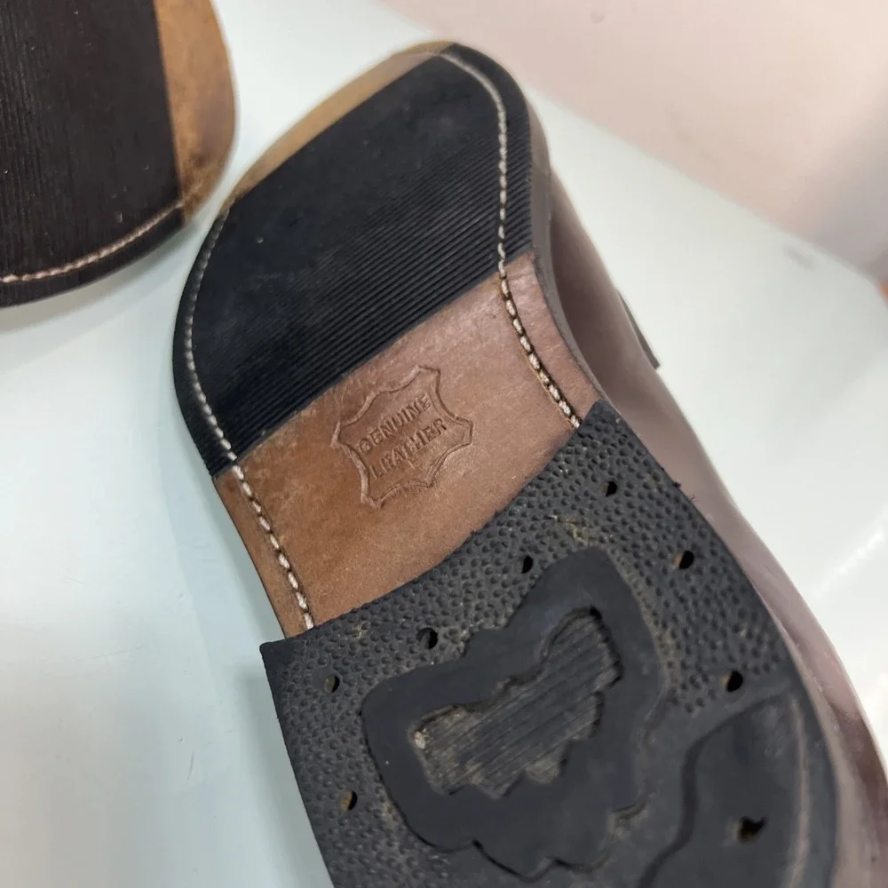 Haband Men's 10 EEE Extra Wide Brown Leather Penny‎ Loafers